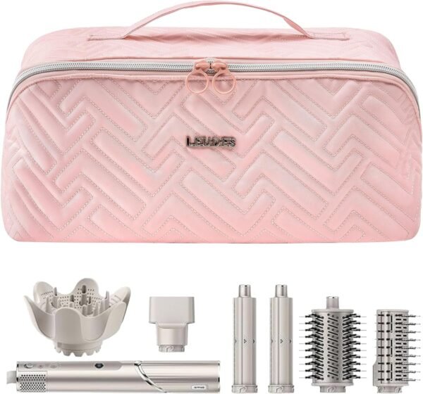 Leudes Hair Tools Travel Bag For Dy son Airwrap Hair Dryer Shark Flex Style Carrying Case Travel Makeup Bag Portable Pouch Open Flat Packing Organizers with Divider and Handle (Pink) 4 81Hn6Htv XL. AC SL1500