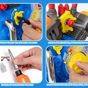 Engine Building Kit, Kids Mechanic Repair Set for Kids Motorcycle Engine，Take Apart Toys-42pc Playset，STEM Engine Model Kit Toy with Cool Lights&Sounds，Educational Toys for 3+ Year Old (Blue) - Image 5