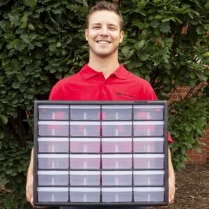 Akro-Mils 24-Drawer Plastic Drawer Storage Cabinet for Garage Organization, Bead Organizer, Building Bricks Storage, Teacher Toolbox, Makeup Organizer, 20" W x 6" D x 16" H, 10724 Black - Image 3