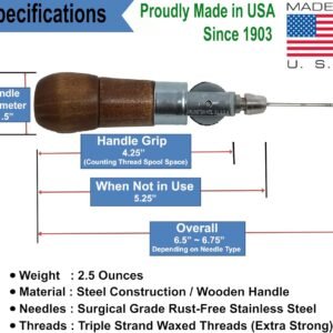 Repair Stitch Tool | Sewing Awl for Bounce Houses, Inflatables, Leather, Thick Fabric, Shoes, Bags, Belt, Upholstery Repair Kit & Crafts Leather, Tarp Stitching – Made in USA. Professional Heavy Duty - Image 4