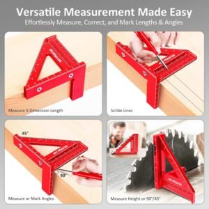 Mini 3D Multi-Angle Measuring Square Ruler, WT102C High Precision Hole Scribing Woodworking Tools, 0-90° Aluminum Alloy Carpenter Square Metric Wood Working Tools 11 Mini 3D Multi-Angle Measuring Square Ruler, WT102C High Precision Hole Scribing Woodworking Tools, 0-90° Aluminum Alloy Carpenter Square Metric Wood Working Tools - Image 4