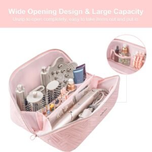 Leudes Hair Tools Travel Bag For Dy son Airwrap Hair Dryer Shark Flex Style Carrying Case Travel Makeup Bag Portable Pouch Open Flat Packing Organizers with Divider and Handle (Pink) 17 Leudes Hair Tools Travel Bag For Dy son Airwrap Hair Dryer Shark Flex Style Carrying Case Travel Makeup Bag Portable Pouch Open Flat Packing Organizers with Divider and Handle (Pink) - Image 8