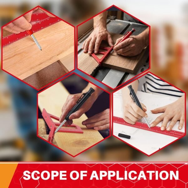 32 Pack Woodworking Ruler Precision Metal Slide Rule 3D Multi-Angle Measuring Ruler Miter Triangle Rule and Mechanical Carpenter Pencils with Sharpener for Carpenters Craftsmen Builders 7 81MyqvgNwyL. SL1500