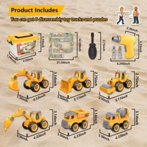 Take Apart Construction Truck Excavator Toys for Kids Ages 3-8, STEM Learning Building Toys with Electric Drill & Puzzle Play, Educational Engineering Birthday for Boys Kids Toddlers 13 Take Apart Construction Truck Excavator Toys for Kids Ages 3-8, STEM Learning Building Toys with Electric Drill & Puzzle Play, Educational Engineering Birthday for Boys Kids Toddlers - Image 6