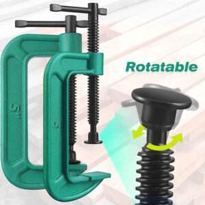 4 Pcs C Clamp Set 5 Inch Heavy Duty G-Clamps Automotive and Wood Working Clamps with Jaw Opening Sliding for DIY Carpentry Woodworking Welding and Building(5 Inch, Green) 11 4 Pcs C Clamp Set 5 Inch Heavy Duty G-Clamps Automotive and Wood Working Clamps with Jaw Opening Sliding for DIY Carpentry Woodworking Welding and Building(5 Inch, Green) - Image 4