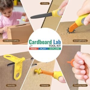 Cardboard Cutter for Kids – 132 PCS Upcycled Cardboard Construction Tool Kit & STEM Educational Toys for Family & Team Projects – Creative Building Kit for Boys & Girls Ages 5+ - Image 7