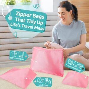 ALL INCLUDED - 12 Set Packing Cubes for Suitcases Carry On, Travel Essentials/Accessories Luggage Organizer Bags Set, Includes Cubes, Shoes Bag, Matte Cosmetic Bag, Zipper Bags - Image 4