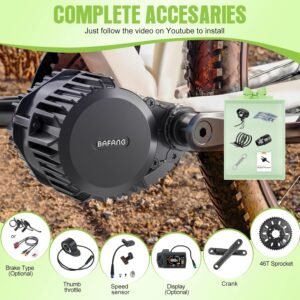 BAFANG HD 1000W Mid Drive Kit with Battery(Optional),Upgraded BBS03 M615 48V/52V Mid Drive Ebike Conversion Kit with C18 Display & 46T Sprockt for BB 68-73MM,100MM,120MM Mountain Bike,Fat Tire Bike - Image 9