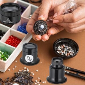 5 Pcs Jewelers Loupe with 30 x 36 mm Lens, Portable Magnifying Glass Eye Loops Magnifier Watch Jewelry Experimental Repair Tool for Textile Optical Circuit Coins, 5X 10X 15X 20X - Image 7