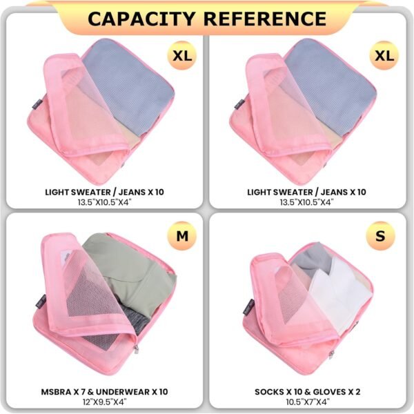 4 Set Ultralight Compression Packing Cubes Travel for Suitcases ,Compressible Mesh Packing Cubes for Travel Women Packing Organizers (Pink) 8 81T5Jx4RfXL. AC SL1500