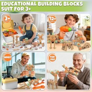 YongnKids 158 Pcs Kids Tool Set with Drill, Construction STEM Building Blocks with Storage Box Educational Tool Kit Pretend Play Kid Toy for Kids Age 3 4 5 6 7 8 Years Birthday Gift 13 YongnKids 158 Pcs Kids Tool Set with Drill, Construction STEM Building Blocks with Storage Box Educational Tool Kit Pretend Play Kid Toy for Kids Age 3 4 5 6 7 8 Years Birthday Gift - Image 5