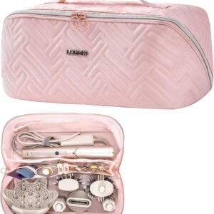 Leudes Hair Tools Travel Bag For Dy son Airwrap Hair Dryer Shark Flex Style Carrying Case Travel Makeup Bag Portable Pouch Open Flat Packing Organizers with Divider and Handle (Pink) 11 Leudes Hair Tools Travel Bag For Dy son Airwrap Hair Dryer Shark Flex Style Carrying Case Travel Makeup Bag Portable Pouch Open Flat Packing Organizers with Divider and Handle (Pink) - Image 2