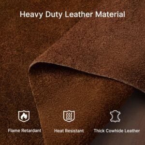 eletecpro Heavy Duty Leather Welding Apron Genuine Cowhide Flame & Heat Resistant Adjustable 42Lx24W with 6 Tool Pockets and Gloves for Mechanic, BBQ, Woodworking, Gardening, Men & Women Gift, Brown - Image 4