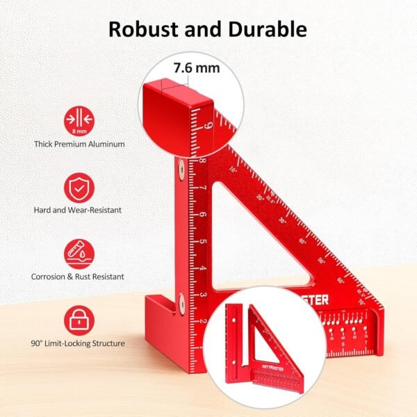 Mini 3D Multi-Angle Measuring Square Ruler, WT102C High Precision Hole Scribing Woodworking Tools, 0-90° Aluminum Alloy Carpenter Square Metric Wood Working Tools 6 81UVglnmBTL. SL1500