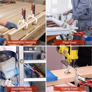 MAXPOWER 11-Inch Locking C Clamp Set, 2 Pack Metal Face Clamp with Large Flat Swivel Pads, Adjustable Heavy Duty C Clamps Locking Pliers for Woodworking, Carpentry, Cabinetry, Welding and Repair - Image 7
