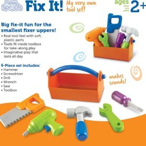 Learning Resources New Sprouts Fix It!, Fine Motor, Pretend Play Toy Tool Set, 6 Piece, Ages 2+ - Image 8