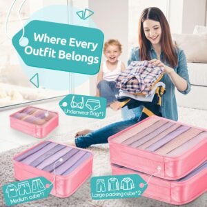 ALL INCLUDED - 12 Set Packing Cubes for Suitcases Carry On, Travel Essentials/Accessories Luggage Organizer Bags Set, Includes Cubes, Shoes Bag, Matte Cosmetic Bag, Zipper Bags - Image 3