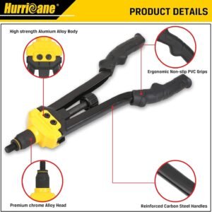 HURRICANE 16” Rivet Nut Tool, Hand Rivet Nut Tool with 13 Metric and SAE Mandrels, 130Pcs Threaded Rivet Nuts, Auto Release Nutsert Rivnut Tool, Durable Riveter Nutsert Hand Tool, Sturdy Plastic Case - Image 5