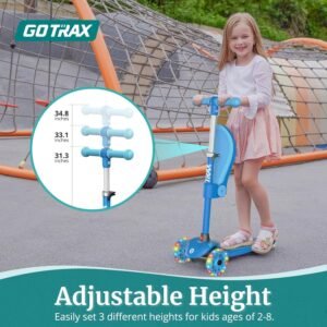 Gotrax KS3 Kids Kick Scooter, LED Lighted Wheels, Adjustable Height Handlebars and Removable Seat, Lean-to-Steer & Widen Anti-Slip Deck, 3 Wheel Scooter for Kids Ages 2-8 and up to 100 Lbs - Image 4