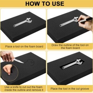 8 PCS Pick and Pluck Foam Inserts, 4PCS 16" x 12" x 0.8" & 4PCS 16" x 12" x 0.4" for Pelican Cases, Board Game Boxes, Storage Drawers - Image 7