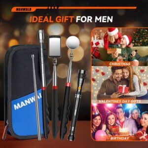 Telescoping Magnetic Pickup Tool Set with Portable Bag, Extendable Flashlight with 360° Inspection Mirror, Christmas Stocking Stuffers for Men Adults, Gifts for Men Mechanics, and Handymen, Blue - Image 8