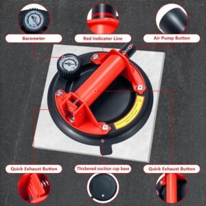 2 Pack 8" Heavy Duty Suction Cups to Lift Large Glass,Max Load 960lbs Window Suction Cups,Powerful Industrial Tile Suction Cup Tool for Glass, Granite,Marble - Image 3