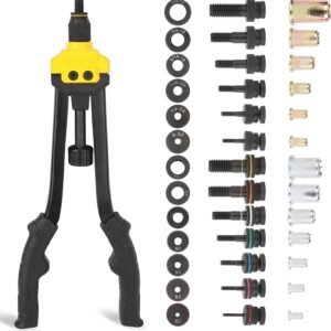 HURRICANE 16” Rivet Nut Tool, Hand Rivet Nut Tool with 13 Metric and SAE Mandrels, 130Pcs Threaded Rivet Nuts, Auto Release Nutsert Rivnut Tool, Durable Riveter Nutsert Hand Tool, Sturdy Plastic Case - Image 2