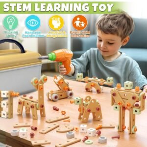YongnKids 158 Pcs Kids Tool Set with Drill, Construction STEM Building Blocks with Storage Box Educational Tool Kit Pretend Play Kid Toy for Kids Age 3 4 5 6 7 8 Years Birthday Gift 11 YongnKids 158 Pcs Kids Tool Set with Drill, Construction STEM Building Blocks with Storage Box Educational Tool Kit Pretend Play Kid Toy for Kids Age 3 4 5 6 7 8 Years Birthday Gift - Image 3
