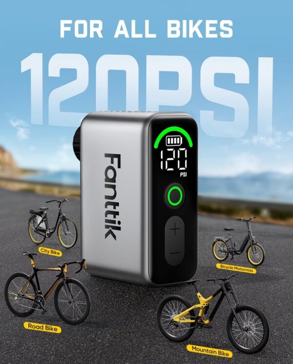 Fanttik X10 Ace Tiny Mini Electric Bike Pump, 120 PSI Compact Air Pump with Presta and Schrader Valve, Fast Inflate Electric Bike Pump Portable for Road Bike 8 81aezSi80QL. AC SL1500