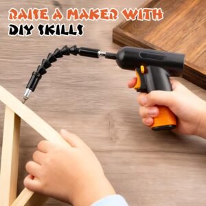 Kids Cordless Electric Drill Tool Set (Model kT001) – 32pcs Construction Building Kit with Interchangeable Bits, Flexible Shaft, Charger & Portable Case, Educational DIY Toys for Boys & Girls - Image 7