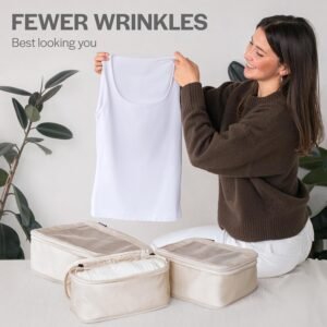 Aerotrunk Compression Packing Cubes for Travel - Luggage Organizer Bags - Double Zipper Packing Cubes for Suitcases (4-Pack, Beige) - Image 9