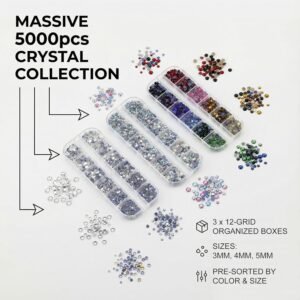 Worthofbest Hotfix Rhinestone Setter, Hot Fix Applicator Tool Bedazzler Kit with rhinestones, Kit, Hot Fixed Wand for Clothes Clothing Fabric Crafts, 5000 Pcs, AB Crystal, Clear, 3 Gems Sizes, Tips 13 Worthofbest Hotfix Rhinestone Setter, Hot Fix Applicator Tool Bedazzler Kit with rhinestones, Kit, Hot Fixed Wand for Clothes Clothing Fabric Crafts, 5000 Pcs, AB Crystal, Clear, 3 Gems Sizes, Tips - Image 6