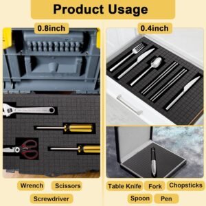 8 PCS Pick and Pluck Foam Inserts, 4PCS 16" x 12" x 0.8" & 4PCS 16" x 12" x 0.4" for Pelican Cases, Board Game Boxes, Storage Drawers - Image 6