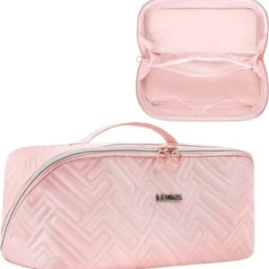 Leudes Hair Tools Travel Bag For Dy son Airwrap Hair Dryer Shark Flex Style Carrying Case Travel Makeup Bag Portable Pouch Open Flat Packing Organizers with Divider and Handle (Pink) 12 Leudes Hair Tools Travel Bag For Dy son Airwrap Hair Dryer Shark Flex Style Carrying Case Travel Makeup Bag Portable Pouch Open Flat Packing Organizers with Divider and Handle (Pink) - Image 3