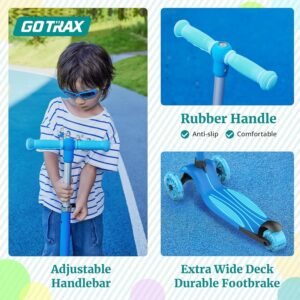 Gotrax KS3 Kids Kick Scooter, LED Lighted Wheels, Adjustable Height Handlebars and Removable Seat, Lean-to-Steer & Widen Anti-Slip Deck, 3 Wheel Scooter for Kids Ages 2-8 and up to 100 Lbs - Image 7