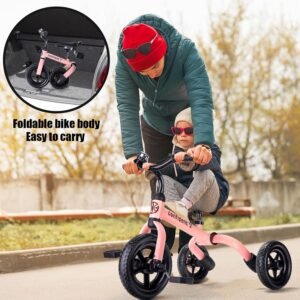 YGJT 3 in 1 Tricycle for Toddlers Age 2-5 Years Old, Folding Kids Balance Bike with Adjustable Seat and Removable Pedal, Toddler Bike Ride-on Toys for Infant, Gifts for Baby Girls Birthday(Pink) 12 YGJT 3 in 1 Tricycle for Toddlers Age 2-5 Years Old, Folding Kids Balance Bike with Adjustable Seat and Removable Pedal, Toddler Bike Ride-on Toys for Infant, Gifts for Baby Girls Birthday(Pink) - Image 3