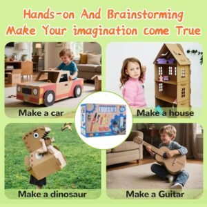 Cardboard Cutting Tools for Kids with Storage box,Safe DIY Cutter,148 PCS Construction Kit for Family & Team Activities,Creative Educational Toys Gift for Boys and Girls,5 6 7 9,Building Set,Ageds 4+ 13 Cardboard Cutting Tools for Kids with Storage box,Safe DIY Cutter,148 PCS Construction Kit for Family & Team Activities,Creative Educational Toys Gift for Boys and Girls,5 6 7 9,Building Set,Ageds 4+ - Image 5