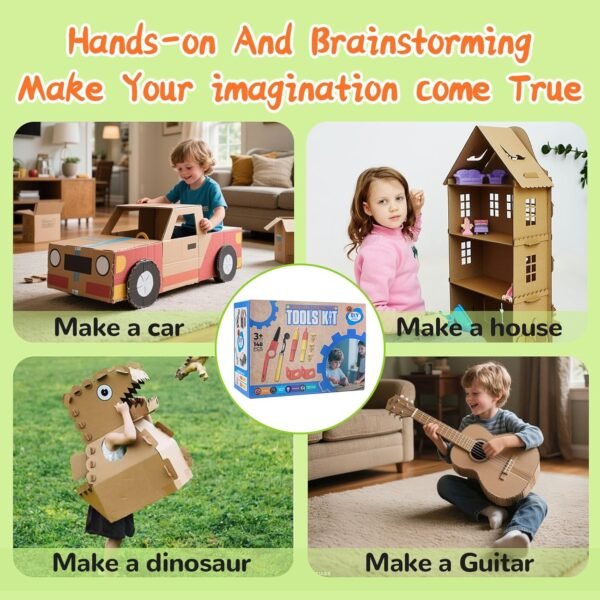 Cardboard Cutting Tools for Kids with Storage box,Safe DIY Cutter,148 PCS Construction Kit for Family & Team Activities,Creative Educational Toys Gift for Boys and Girls,5 6 7 9,Building Set,Ageds 4+ 5 81gcM05G6vL. AC SL1500
