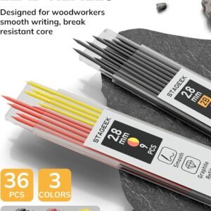 2 Pack Carpenter Pencils with Sharpener, Mechanical Carpenter Pencils with 38 Refills, construction pencil heavy duty Woodworking Tools, Deep Hole Long Nib Marker Pens for Architect Marking - Image 7