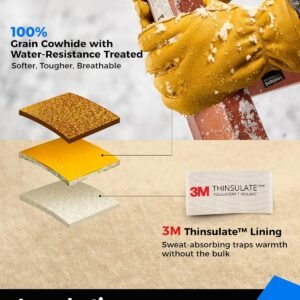 toolant Winter Work Gloves for Men, Insulated Leather with Water Resistance and Abrasion Protection for Cold Weather 11 toolant Winter Work Gloves for Men, Insulated Leather with Water Resistance and Abrasion Protection for Cold Weather - Image 3