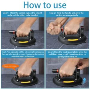 Glass Suction Cups 2 Pack 8 inch Vacuum Suction Cup to Lift Large Glass 330 LBS Lifting Capacity Heavy Duty Industrial Suction Cup Tools with Carrying Case, for Tiles,Windshield,Window - Image 5