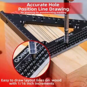 Big Carpenter Square 6x7.5 Inch Hole Scribing Ruler 3D Multi Angle Measuring Ruler 22.5-90 Degree Woodworking Square with Fixed Angle Pin 4 in 1 Square for Engineering and Construction - Image 4