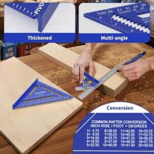 Combination Square Woodworking Ruler Tools, 7inch Carpenter Square Wood Working Tools and Accessories, 12inch Square Ruler, Includes 2-in-1 Carpentry Pencil, Protractor Angle Machinist Tool - Image 5