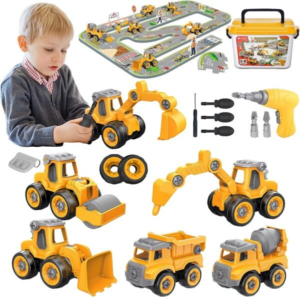 Take Apart Construction Truck Excavator Toys for Kids Ages 3-8, STEM Learning Building Toys with Electric Drill & Puzzle Play, Educational Engineering Birthday for Boys Kids Toddlers 2 81kIm43hPML. AC SL1500