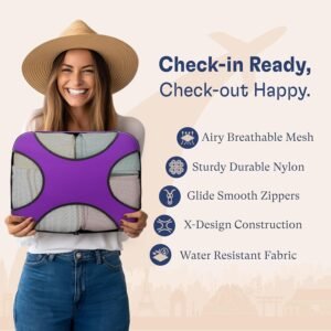 Shacke Premium 5 Packing Cubes Set - Lightweight Mesh Travel Luggage Organizers with Laundry Bag, 5-Piece Suitcase Storage System (Orchid Purple) - Image 6