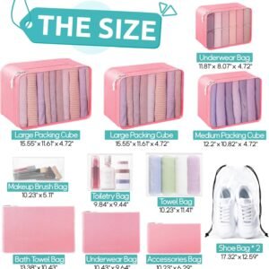 ALL INCLUDED - 12 Set Packing Cubes for Suitcases Carry On, Travel Essentials/Accessories Luggage Organizer Bags Set, Includes Cubes, Shoes Bag, Matte Cosmetic Bag, Zipper Bags - Image 8