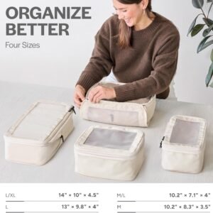 Aerotrunk Compression Packing Cubes for Travel - Luggage Organizer Bags - Double Zipper Packing Cubes for Suitcases (4-Pack, Beige) - Image 4