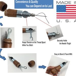 Repair Stitch Tool | Sewing Awl for Bounce Houses, Inflatables, Leather, Thick Fabric, Shoes, Bags, Belt, Upholstery Repair Kit & Crafts Leather, Tarp Stitching – Made in USA. Professional Heavy Duty - Image 5