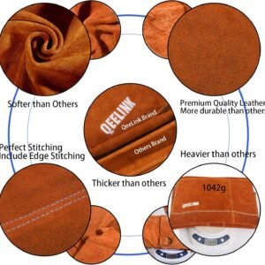 QeeLink Leather Welding Apron with 6 Pockets - Heat & Flame-Resistant Apron, 24'' X 42'', Adjustable M to XXXL 13 QeeLink Leather Welding Apron with 6 Pockets - Heat & Flame-Resistant Apron, 24'' X 42'', Adjustable M to XXXL - Image 5