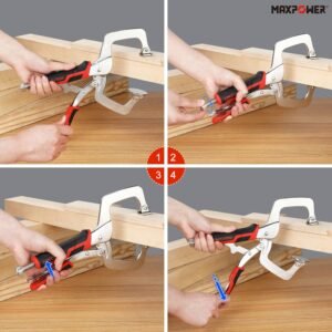 MAXPOWER 11-Inch Locking C Clamp Set, 2 Pack Metal Face Clamp with Large Flat Swivel Pads, Adjustable Heavy Duty C Clamps Locking Pliers for Woodworking, Carpentry, Cabinetry, Welding and Repair - Image 5